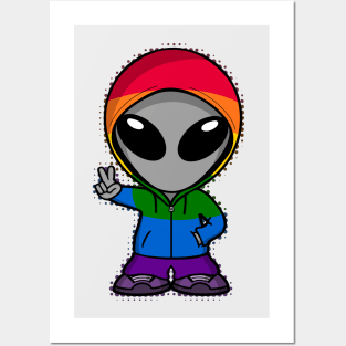 Space Alien LGBTQIA Pride Colors Posters and Art